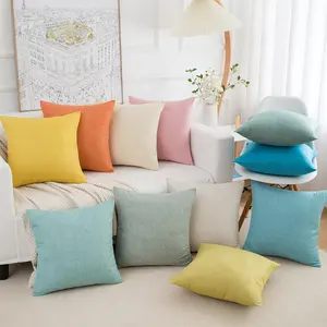 Solid Cushion Cover Home Decor Linen Pillow Case Polyester Pillow Cover For Sofa Bed Car Seat Customized