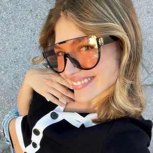 Gafas de Sol Personalizadas con Logotipo 2025, Montura Transparente de Media Montura, Lentes de Una Pieza Extra Grandes con Protección UV400 para Mujer - Product Image 1