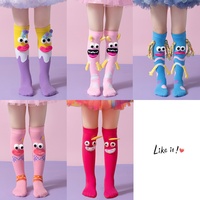 Chaussettes montantes pour filles, motif petit monstre, en tricot Spandex/Nylon, élégantes, uniques, ludiques, pour l'automne, en stock