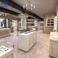 Vitrine murale optique personnalisée avec éclairage LED pour lunettes, présentoir pour magasin d'optique avec tiroir de rangement