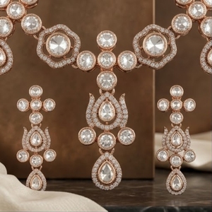 Traditional 925 Silver Elegant Green Beads <b>Necklace</b> Set with Kundan Work Pearl Drop Earring Indian Jewelry for Women Bridal Wear - Product Image 3