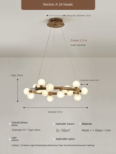 Lustre à vent silencieux de style japonais Design créatif d'anneau pour la maison Magasin de vêtements Magic Bean Circle Chandelier Middle - Product Image 6