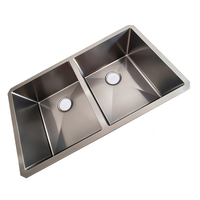 Évier de cuisine double en acier inoxydable 304 avec planche à découper et passoire, évier de cuisine moderne minimaliste, grand évier double