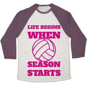 La vida comienza cuando comienza la temporada de voleibol, camiseta de béisbol unisex de mezcla triple - Product Image 4