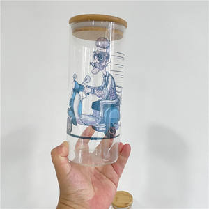 Pot de stockage des aliments, pour conserver la nourriture, avec couvercles scellés en <span class=keywords><strong>bois</strong></span> de bambou étanche, récipient en verre pour impression à chaud - Product Image 3