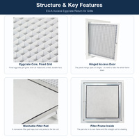 Grille d'aération à charnières EGA avec porte d'accès au filtre pour plafond et mur, en aluminium blanc, pour système CVC