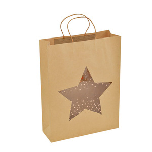 Creative <strong>Simple</strong> Kraft Paper Windowed Gift Bag Handbag for Birthday Shopping and Gift Packaging in Stock - Product Image 5