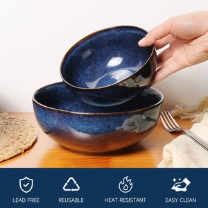 Juego de 3 cuencos de gres de cerámica grandes, medianos y pequeños para acampar para Fideos Ramen, ensalada de frutas, arroz - Product Image 4