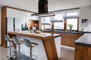 אופנה מודרנית עיצוב מטבח בינוני שני גוונים מבריק אקריליק ארונות מטבח - Product Image 2