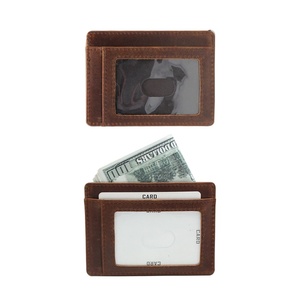 New Slim Minimalist Cowhide Crazy Horse Leather Wallet RFID Anti-Theft Card Holder Featuring Front Pocket 'Find My Wallet' - Product Image 5