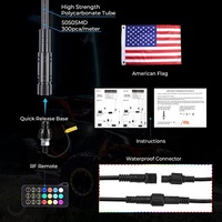 Antennes lumineuses LED RGB télécommandées, dansantes et à effet de poursuite, noires fumées, pour UTV, ATV, camion, RZR X3, buggy, dune, bateau