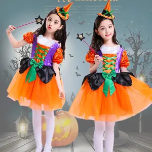 Grosir Set Cosplay Penyihir Anak-anak Gaun Kostum Halloween Perempuan dari Teater