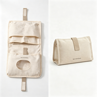 Sac Organisateur Minimaliste Personnalisé avec Logo, en Toile Premium, Multi-Poches, Pochette Portable pour Essentiels de Voyage, Sac de Rangement de Voyage Réutilisable