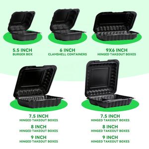 8x8 pulgadas Eco Friendly Meal Prep Ensalad Bar Packaging Takeaway Lunch Boxes MFPP Plastic Meal Prep Containers Wholesale - Product Image 2