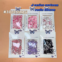 30 pièces/sac mignon dessin animé Kawaii résine 3D Nail Art Pretty Sweet Black Animal Charms Premium Packaging Accessoires décoratifs