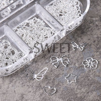 Breloques 3D en métal creux pour nail art, motifs papillons, fleurs, cœurs, mignons, kawaii, amour, décorations à presser, personnalisables, marque OYS