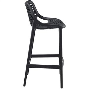Taburete de Bar Moderno de Plástico con Respaldo de Malla de Diamantes y Altura Fija para Barra de Cocina o Cafetería - Product Image 2