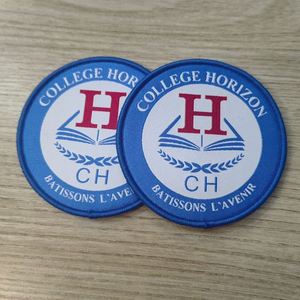 High Quality Customized Eco-Friendly for Backing <b>Embroidery</b> Badges Merrow Border Round Design Woven Patches for Hat Garment - Product Image 3