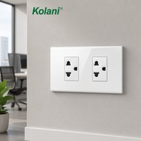 Enchufe Modular Doble Mini Horizontal Kolani 16A 250V de 3 Pines, Panel de PC Blanco con Obturador de Seguridad Antichoque para Niños