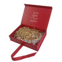 HENGXING Boîte-cadeau magnétique rouge de luxe avec logo imprimé personnalisé Boîtes en papier d'emballage de cadeau de Noël en carton avec ruban