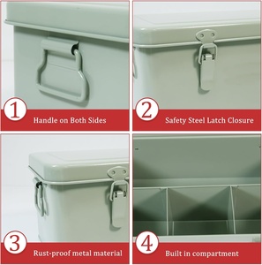 Organisateur de stockage médical trousse de premiers soins fournitures boîte à médicaments en métal vide avec ensemble d'urgence de verrouillage de sécurité - Product Image 3