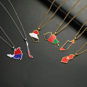 Collar con Colgante de <span class=keywords><strong>Mapa</strong></span> de Países Europeos, Americanos <span class=keywords><strong>y</strong></span> Africanos, Joyería de Acero Inoxidable con Mapas de Países, Regalo - Product Image 1