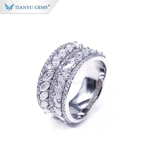 Tianyu रत्न 14k/18k ठोस सफेद सोने की शादी का बैंड बेरंग moissanite सगाई अनंत काल बैंड