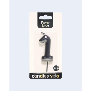 Candela Nera Numero 1 per Feste, 6 cm, Decorazione per Torta di Compleanno - Product Image 3