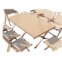 Ensemble table et chaises de camping pliantes rectangulaires à pieds croisés, portables, pour pique-nique et barbecue en extérieur