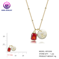 Collier avec pendentif en argent 925 Kirin, charme pierre de naissance, lettre personnalisée pour usage quotidien