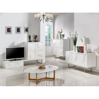 Meuble TV Nouveau Design pour Téléviseur 75 Pouces Table en Verre Moderne avec Tiroirs Unité Luxe Simple Supports Muraux Bois Armoire de Chambre Blanc 120
