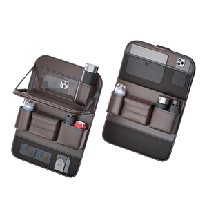 Bolsa de almacenamiento para asiento trasero de coche de gran capacidad con múltiples bolsillos de cuero PU, organizador de coche con bandeja de mesa plegable - Product Image 5