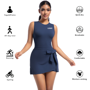 شعار مخصص للنساء قطعة واحدة فستان تنس فستان رياضي تنفس صالة الألعاب الرياضية فستان تنس - Product Image 3