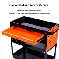 Chariot à outils à trois niveaux avec tiroirs verrouillables – Chariot utilitaire pour réparation automobile spécifique au fabricant ; Chariot mobile multifonctionnel à pousser et tirer