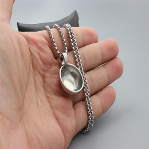 <b>Small</b> Bowl Pendant <b>Necklace</b> Stainless Steel Unisex Fashionable Silver White Gift Jewelry - Product Image 4