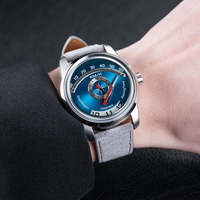 Montre mécanique automatique premium unique à heures sauteuses et minutes rétrogradées SW200 en acier inoxydable, réserve de marche, étanche 5 ATM