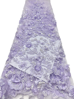 NI.AI 2026 Tissu en dentelle française en tulle brodé de perles et de sequins écologiques, tissu de luxe africain en dentelle à sequins lourds pour robe