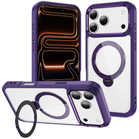 Étui de téléphone magnétique transparent avec anneau rotatif à 360° et béquille, protection antichoc et anti-chute