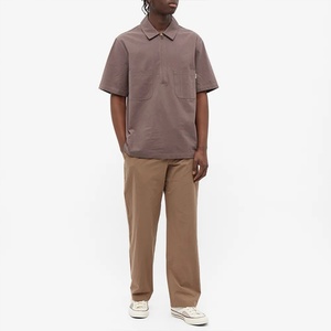 Camisa de Trabajo de Manga Corta para Hombre, de Algodón de Alta Calidad, con Cierre de Media Cremallera, Lisa, Personalizable con Logotipo - Product Image 4