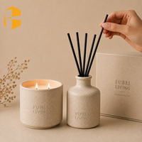 FUBEI LIVING Pot à bougie en céramique mate à double mèche, cire de soja, pour l'inauguration de la maison, parfum d'intérieur, aromathérapie, ensembles de diffuseurs à bâtonnets