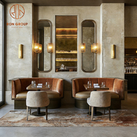 Bancs demi-circulaires incurvés pour café, ensemble table et chaises pour café et restaurant, mobilier de banquette