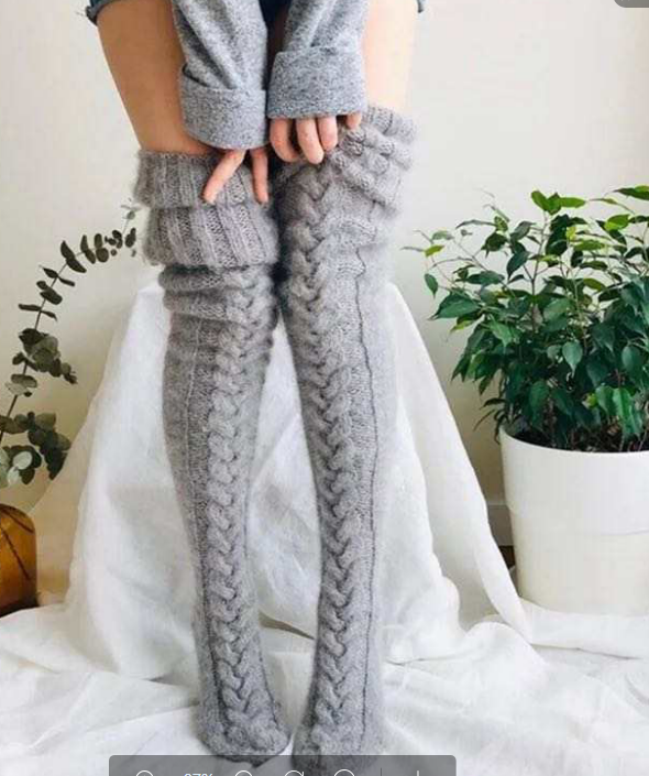 Шерстяные гетры для ног однотонные чулки выше колена