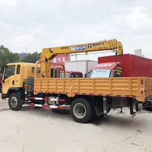 HAOY For Workshop 5 Ton Hydraulic Arm Drive Winch Traveling Telescopic Boom Lift Trailer With Truck Crane