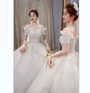 Une ligne épaule principale <span class=keywords><strong>robe</strong></span> <span class=keywords><strong>de</strong></span> <span class=keywords><strong>mariée</strong></span> 2024 nouvelle <span class=keywords><strong>mariée</strong></span> tempérament <span class=keywords><strong>princesse</strong></span> vent ciel étoilé traînant femmes enceintes petit - Product Image 1