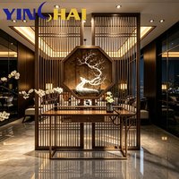 Paravent octogonal artistique en acier inoxydable de style chinois, personnalisé par YINGHAI, pour salle de thé, villa, hall d'entrée