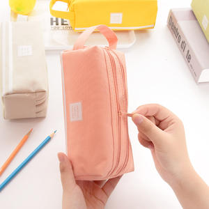 Supplier Wholesale Custom Printing Double Zipper <b>Large</b> Capacity Canvas Pencil case Student Pencil Bag - Product Image 2