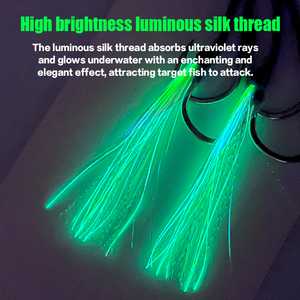 Jig de pêche en fil de soie lumineux haute luminosité avec hameçon robuste <span class=keywords><strong>pour</strong></span> jigging lourd en mer, double tête de jig en acier à haute teneur en carbone - Product Image 5