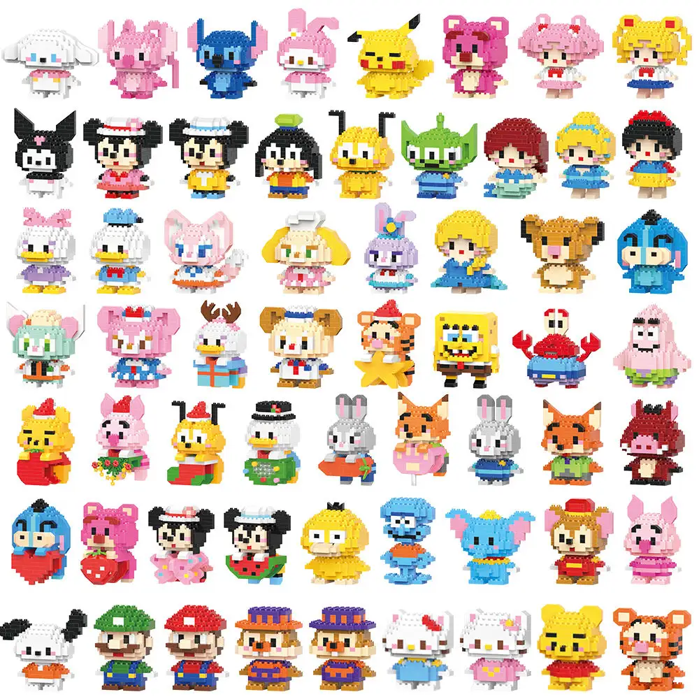 2024 Creative DIY Bricks Building Blocks Sets Nano Mini Figures Hello cute Kitty Cartoon Figures Character Toy Assembly Puzzle