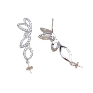 Accessoire de bijouterie en argent S925 avec pampille et support d'oreille pour perles DIY 9-11mm, vide pour volant JG6019 - Product Image 5