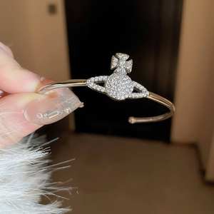 Highgrade TouchabilitySaturn <b>Planet</b> Zircon Bangle Niche Light Luxury Design Geometric Copper Alloy <b>Bracelet</b> for Women - Product Image 3